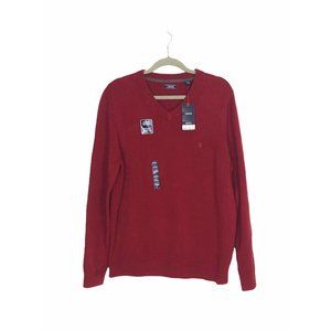 Izod NWT Men's Sweater Large Red Pull On V-Neck